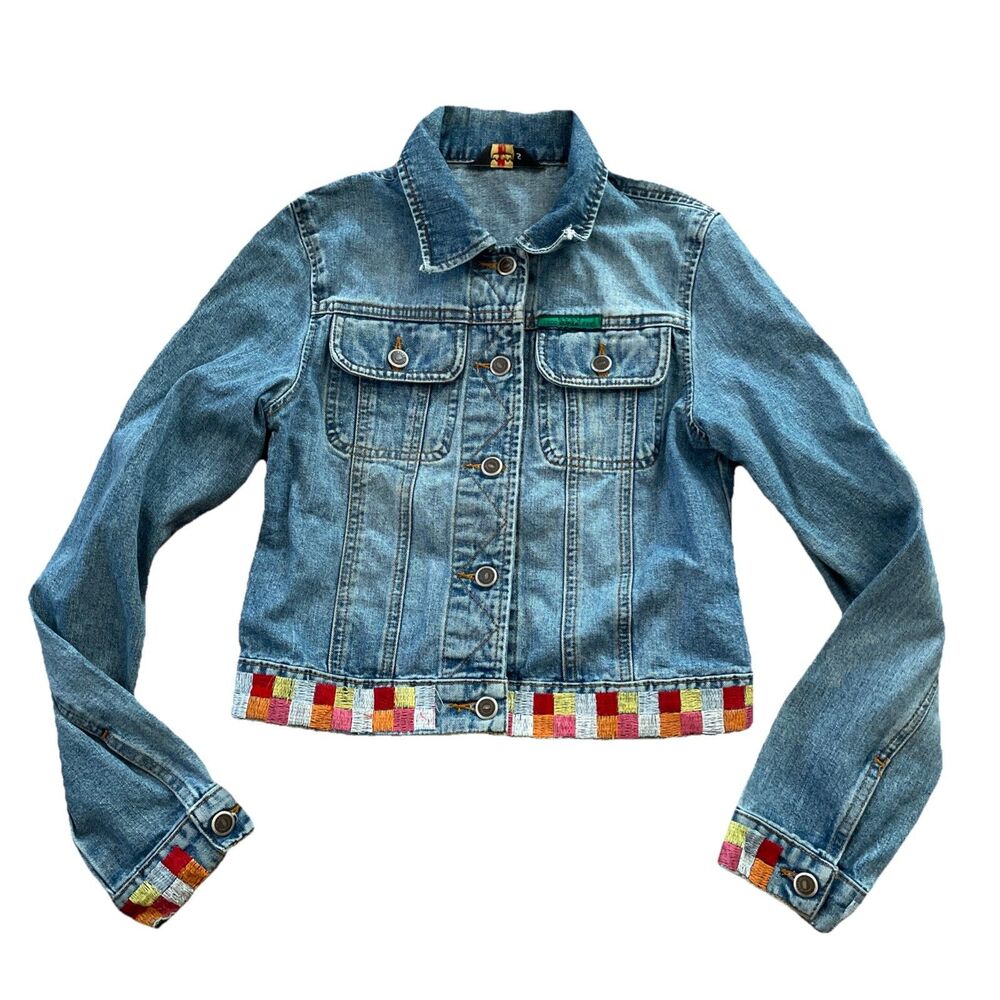 Vintage Todd Oldham Jeans Denim Jacket TO2 Blue Embroidered Women's Size Small